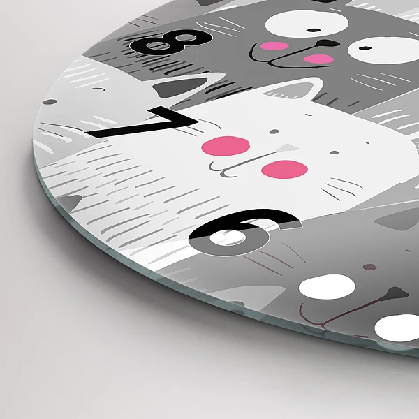 Wanduhr rund mit motiv Muster mit Katzen