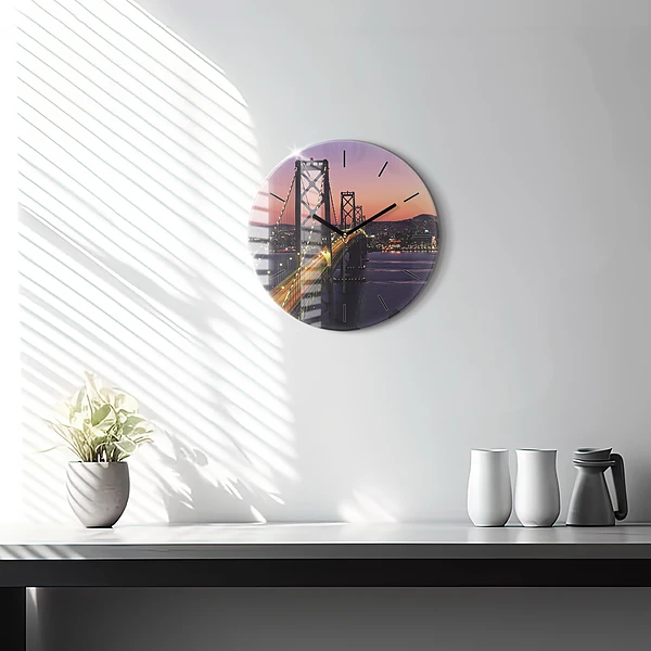 Wanduhr rund Sonnenuntergang in den USA