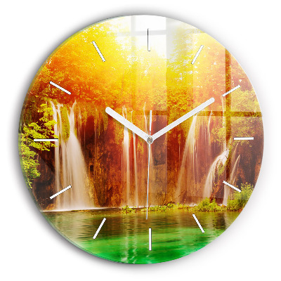 Wanduhr rund mit motiv Blick auf einen Wasserfall
