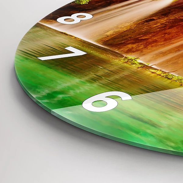 Wanduhr rund mit motiv Blick auf einen Wasserfall