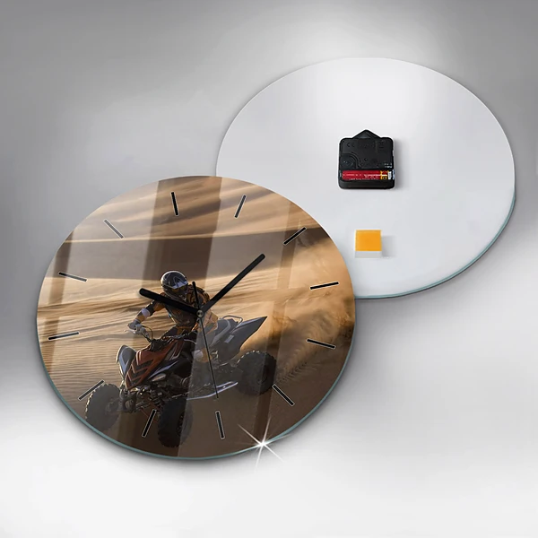 Wanduhr rund mit motiv Quad in der Wüste