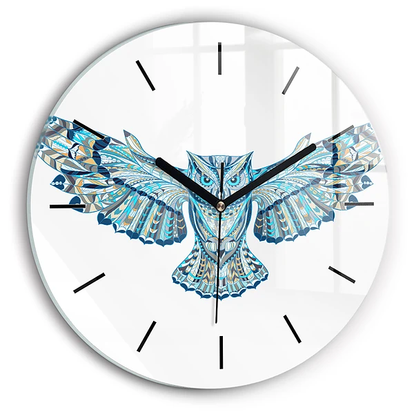 Wanduhr rund Eule im Flug