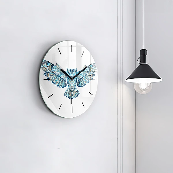 Wanduhr rund Eule im Flug