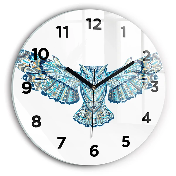 Wanduhr rund Eule im Flug