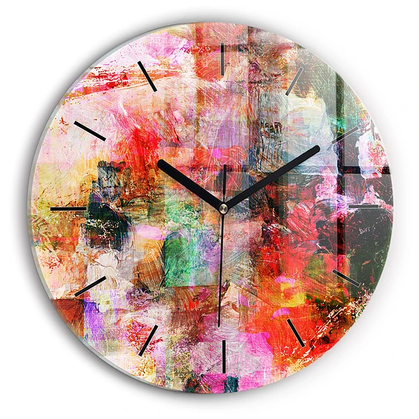 Wanduhr glas rund Abstrakte Komposition