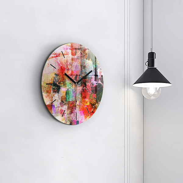 Wanduhr glas rund Abstrakte Komposition