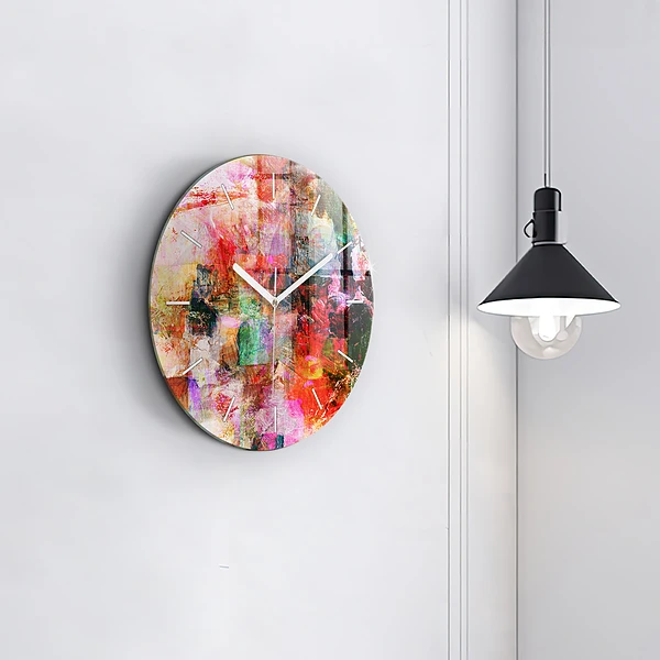 Wanduhr glas rund Abstrakte Komposition