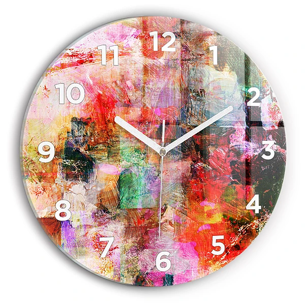 Wanduhr glas rund Abstrakte Komposition