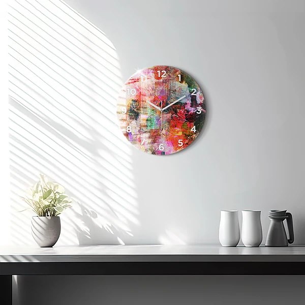 Wanduhr glas rund Abstrakte Komposition