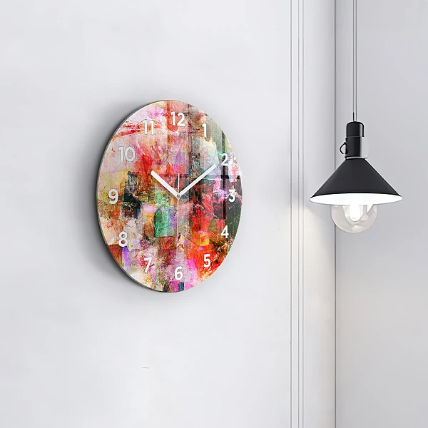 Wanduhr glas rund Abstrakte Komposition