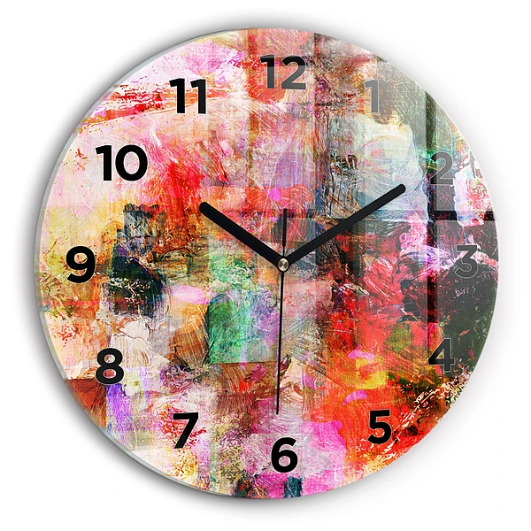 Wanduhr glas rund Abstrakte Komposition