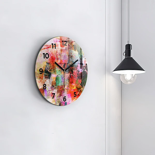 Wanduhr glas rund Abstrakte Komposition