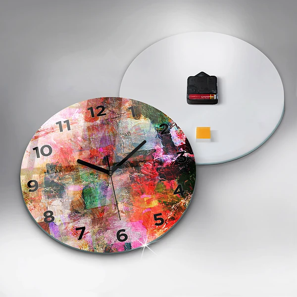 Wanduhr glas rund Abstrakte Komposition