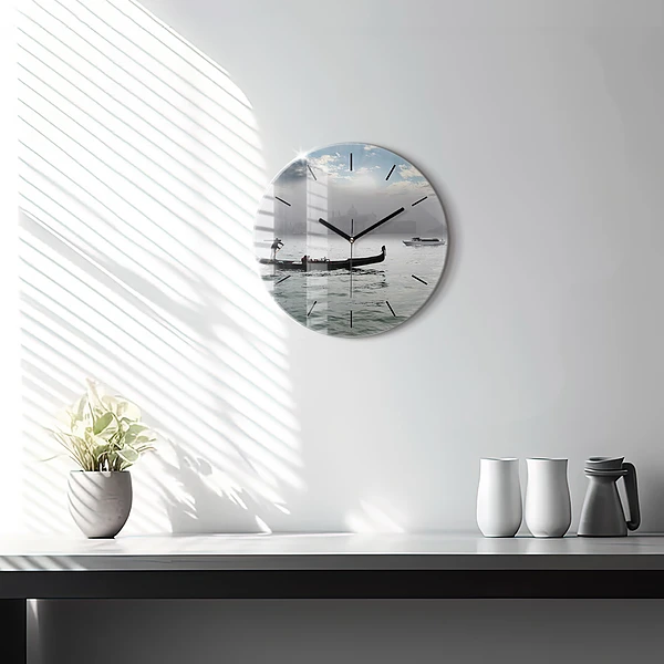 Wanduhr rund Venedig Gondel