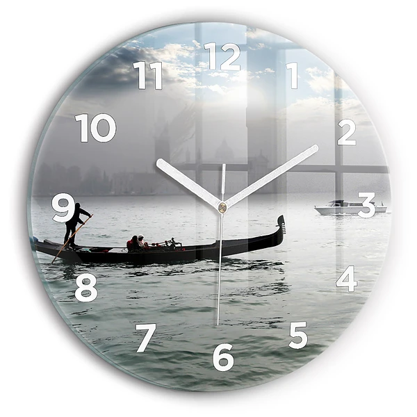 Wanduhr rund Venedig Gondel