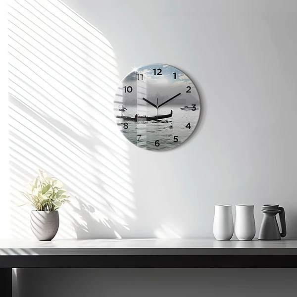 Wanduhr rund Venedig Gondel