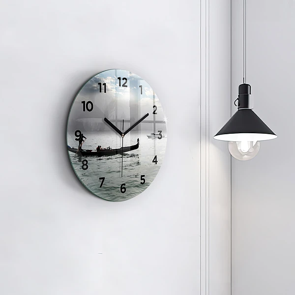 Wanduhr rund Venedig Gondel