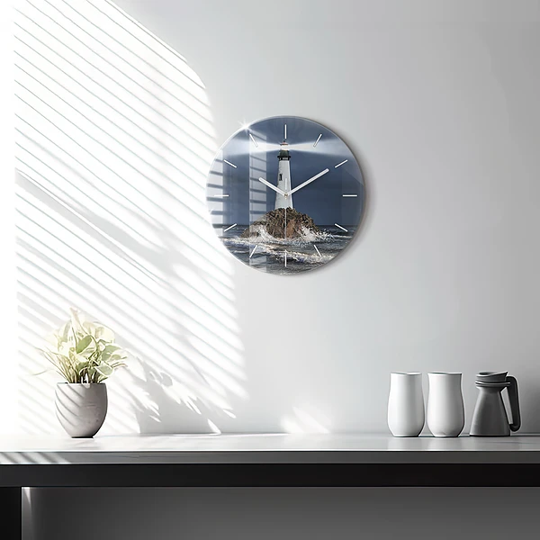 Wanduhr rund mit motiv Leuchtturm