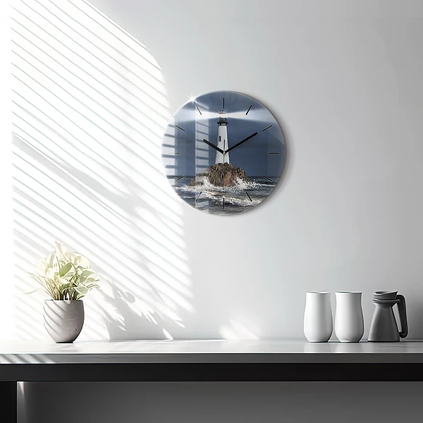 Wanduhr rund mit motiv Leuchtturm