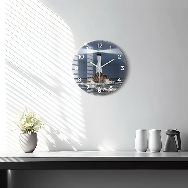 Wanduhr rund mit motiv Leuchtturm