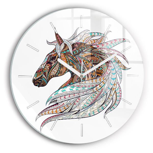 Wanduhr rund Illustration eines Pferdes