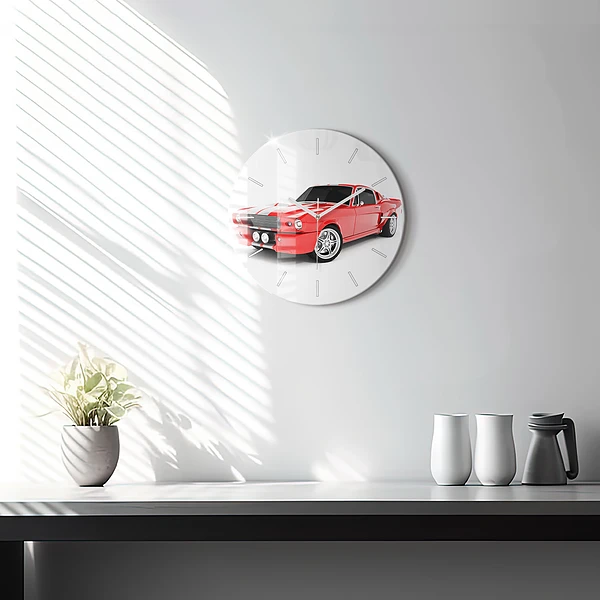 Wanduhr rund Sportwagen