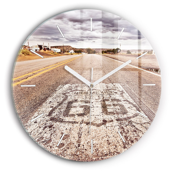 Wanduhr rund mit motiv Route 66 Straße USA