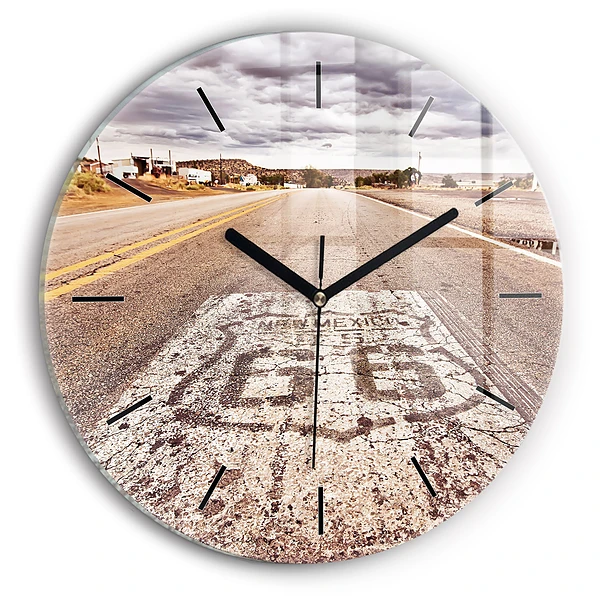 Wanduhr rund mit motiv Route 66 Straße USA