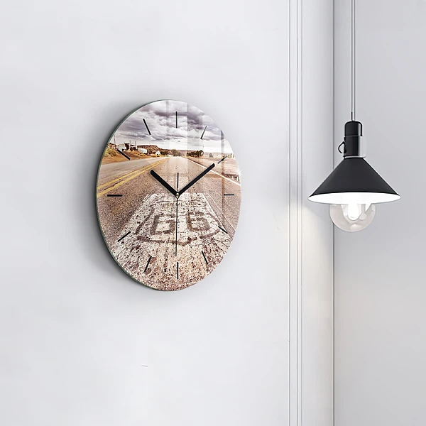 Wanduhr rund mit motiv Route 66 Straße USA