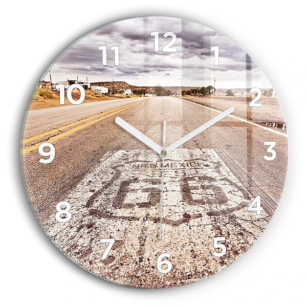 Wanduhr rund mit motiv Route 66 Straße USA