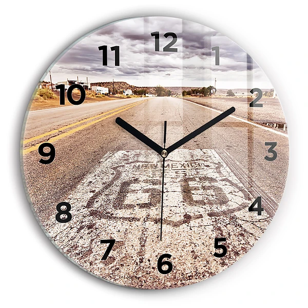 Wanduhr rund mit motiv Route 66 Straße USA