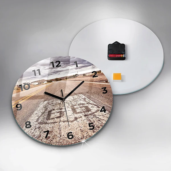 Wanduhr rund mit motiv Route 66 Straße USA