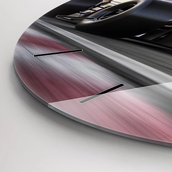 Wanduhr glas rund Sportlicher Rennwagen