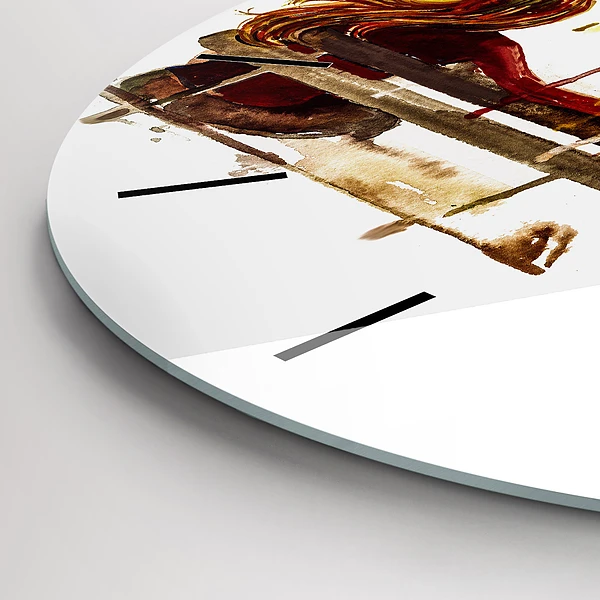 Wanduhr glas rund Herbst-Landschaft
