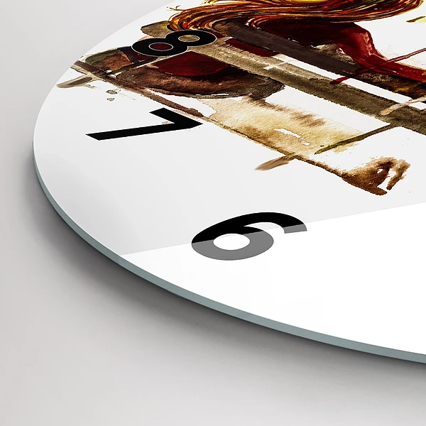 Wanduhr glas rund Herbst-Landschaft
