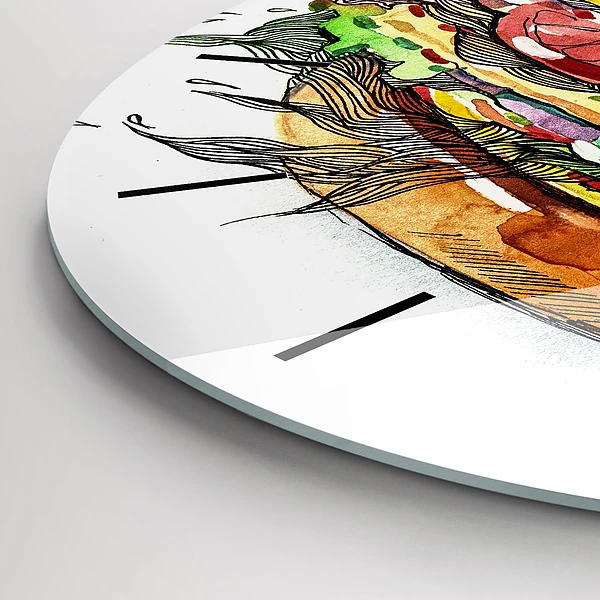 Wanduhr rund XXL-Käse-Burger