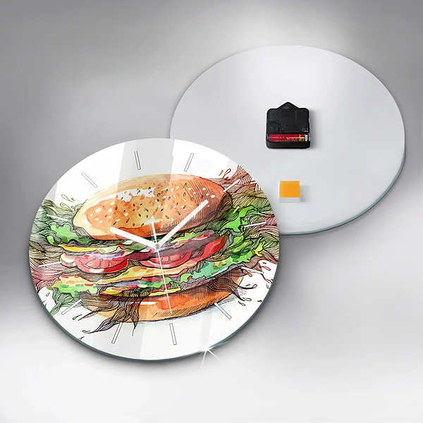 Wanduhr rund XXL-Käse-Burger