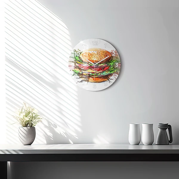 Wanduhr rund XXL-Käse-Burger