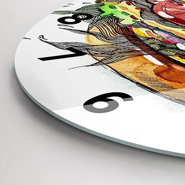Wanduhr rund XXL-Käse-Burger