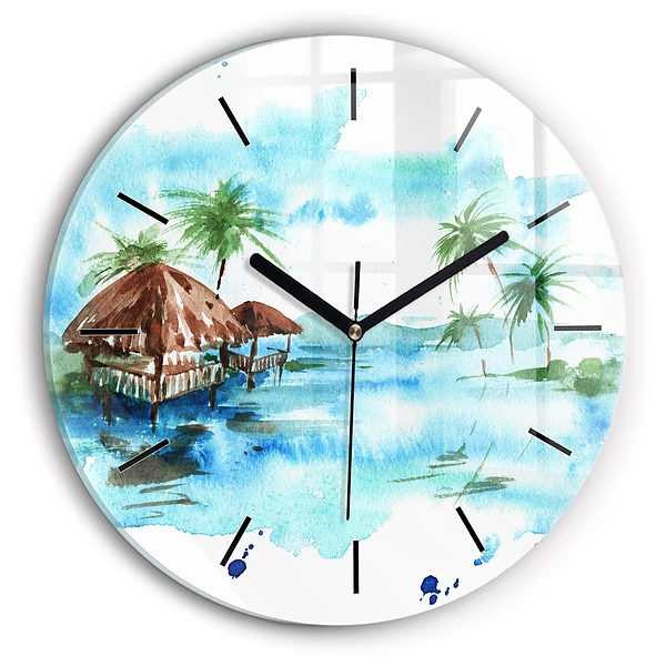 Wanduhr rund mit motiv Gemälde Wüsteninsel