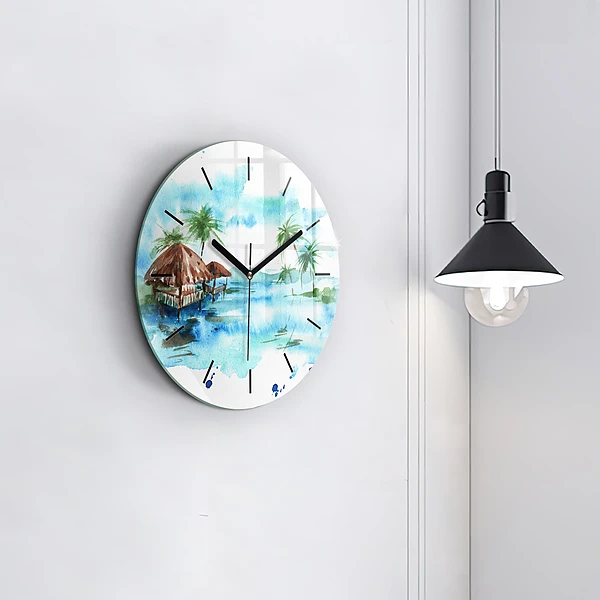 Wanduhr rund mit motiv Gemälde Wüsteninsel