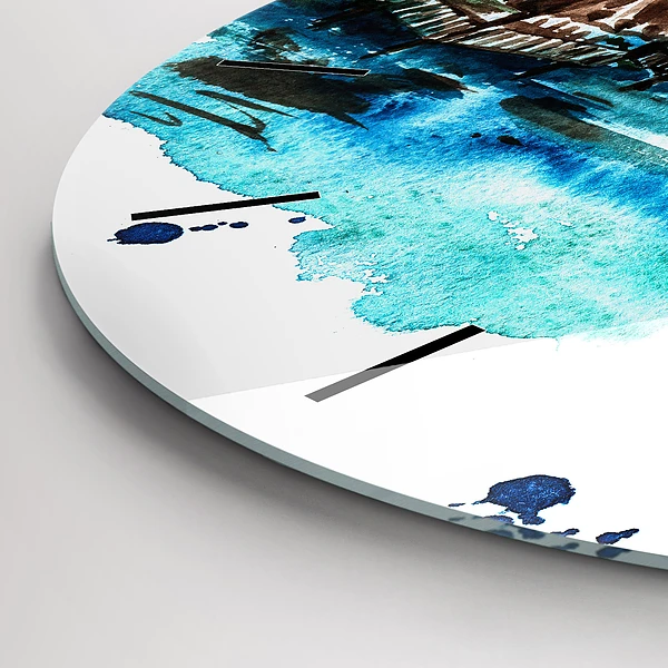 Wanduhr rund mit motiv Gemälde Wüsteninsel