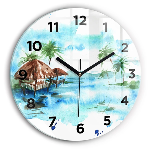 Wanduhr rund mit motiv Gemälde Wüsteninsel