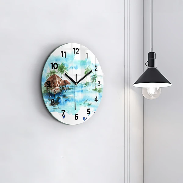Wanduhr rund mit motiv Gemälde Wüsteninsel