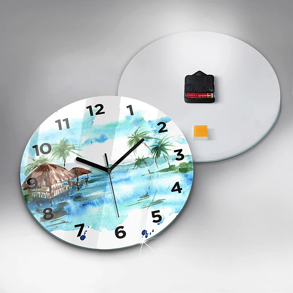 Wanduhr rund mit motiv Gemälde Wüsteninsel