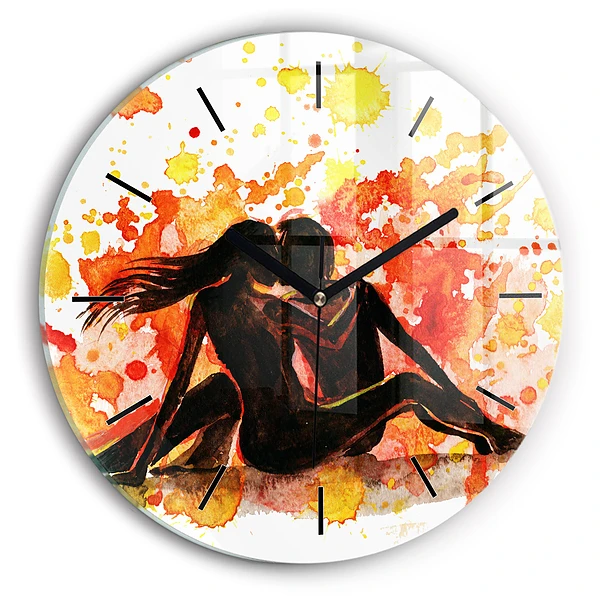 Wanduhr rund Liebe und ein verliebtes Paar