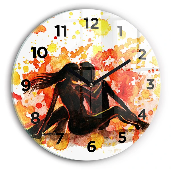 Wanduhr rund Liebe und ein verliebtes Paar