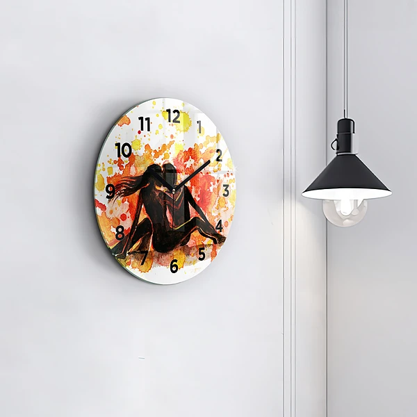 Wanduhr rund Liebe und ein verliebtes Paar