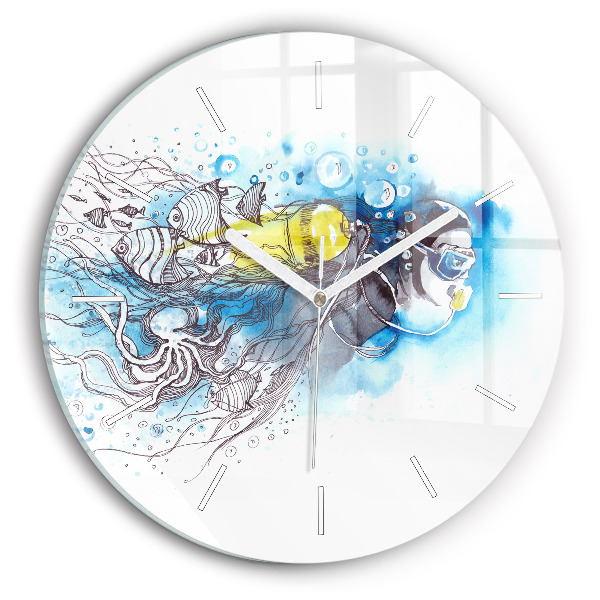 Wanduhr rund Unterwasserleben von Fischen