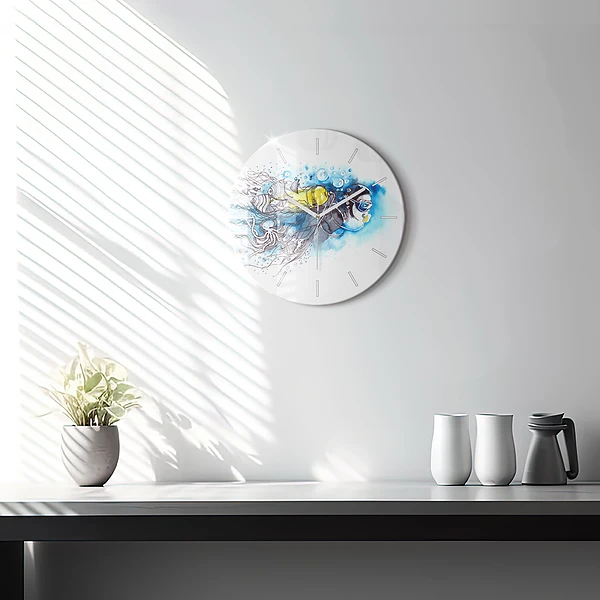 Wanduhr rund Unterwasserleben von Fischen